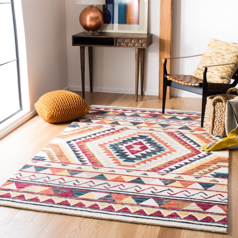 SAFAVIEH Handmade Aspen Despoina Bohemian & Eclectic Tribal Wool - 10' x 14' - Rust/Ivory - Runner/Rectangle