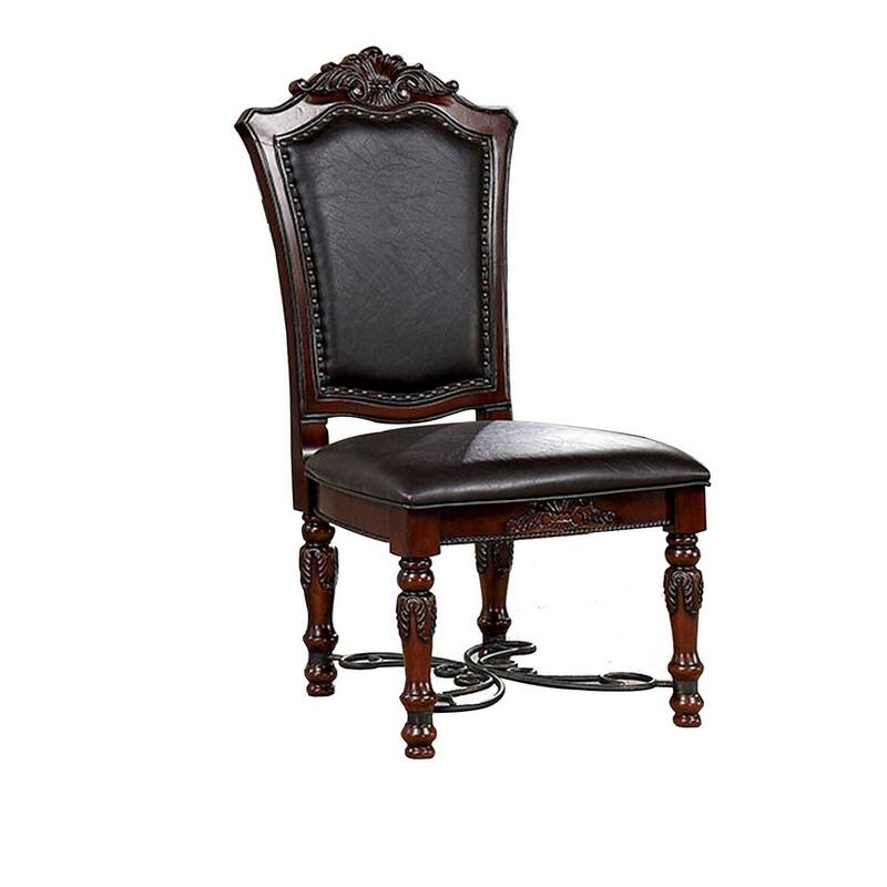 Rich Brown/Black Faux Leather Upholstered Wood Frame Dining Chair, Set of 2, Sturdy Dining Chair for Dining Rooms - 21.75