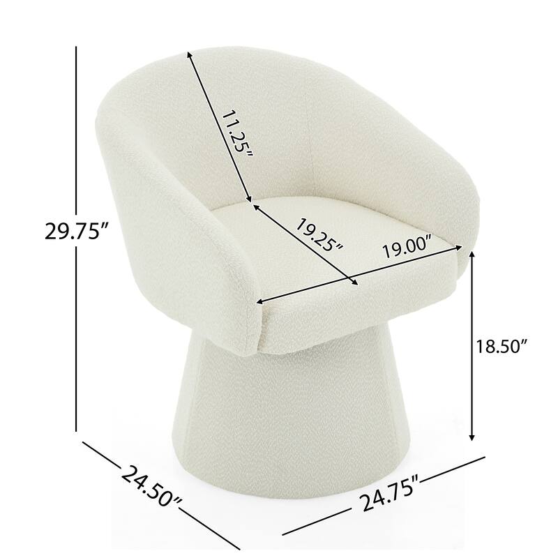 Modern 360° Swivel Accent Chair, Boucle Upholstered, Comfy Barrel Chair for Living Room, Bedroom & Office