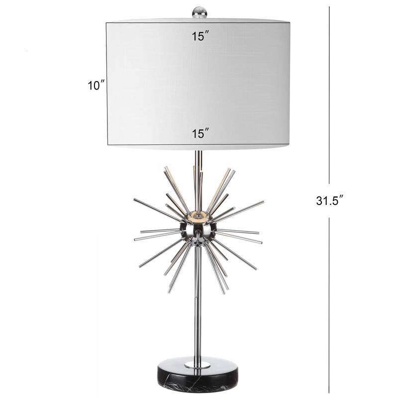 Hall 31.5" Metal/Marble LED Table Lamp, Chrome (Set of 2) by JONATHAN Y