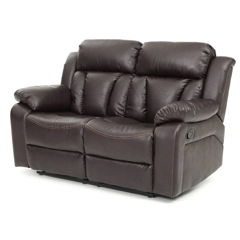 Flared Arm Tufted Faux Leather Straight Reclining Sofa - 62" - Dark Brown