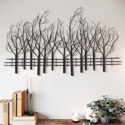 Black Metal Field of Trees Wall Decor