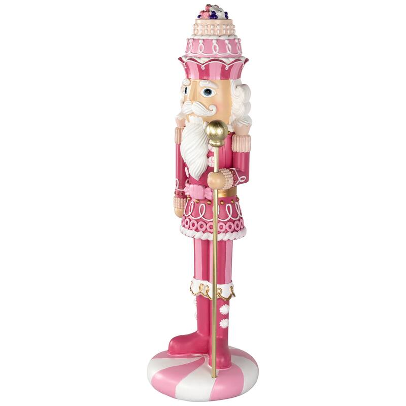 Pastel Candy Nutcracker King Christmas Figure - 21.5" - Pink