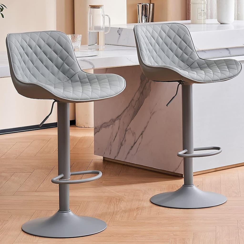 Adjustable Swivel Bar Stools Set of 2, Modern Counter Height Metal Barstools with Back