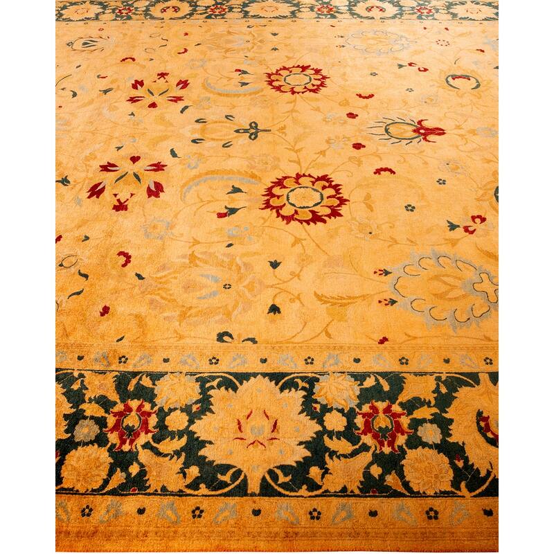 Overton Hand Knotted Wool Vintage Inspired Modern Contemporary Overdyed Orange Area Rug - 8' 10" x 11' 9"