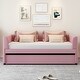 preview thumbnail 2 of 9, Contemporary Design Upholstered Daybed with Ergonomic Backrest and Trundle, Space-saving, Twin Size, Pink