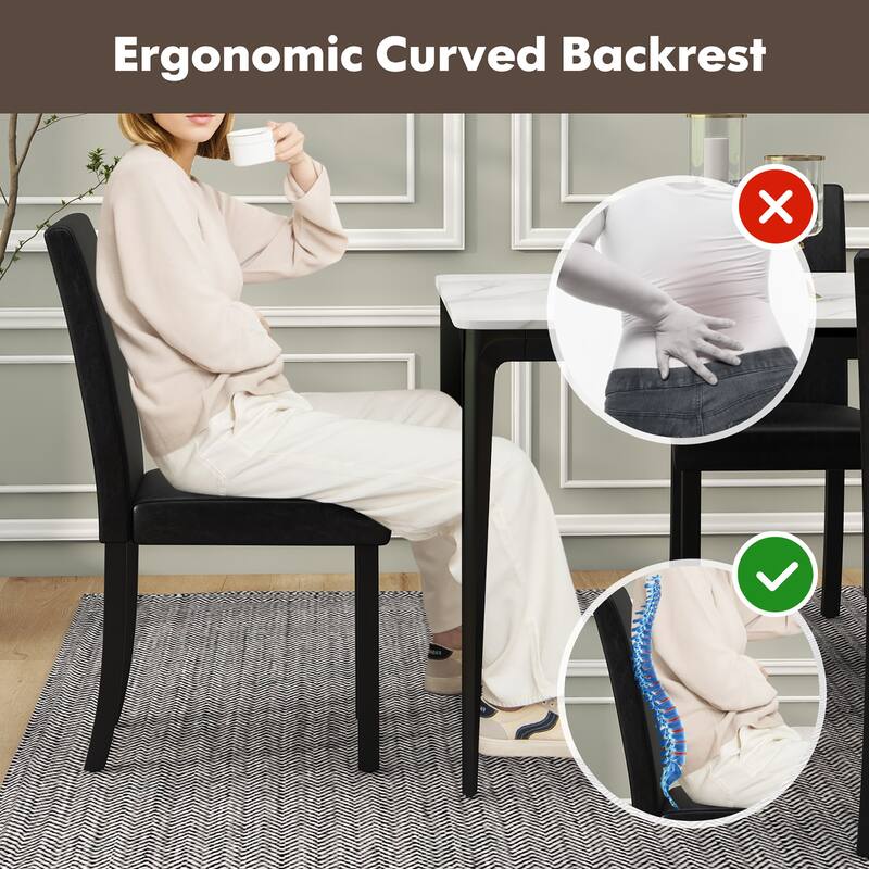 Gymax Dining Chair Set of 4 w/ Acacia Wood Frame & Rubber Wood Legs