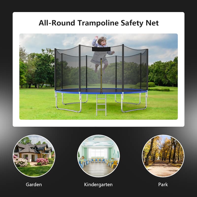 Black Trampoline Safety Replacement Protection Enclosure Net (Trampoline not included)