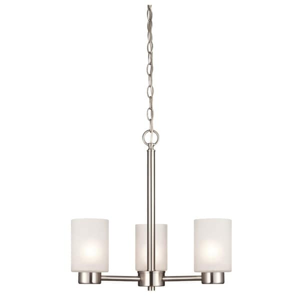 Westinghouse 6227500 Sylvestre 3 Light Single Tier Up Lighting Chandelier with Frosted Seeded Glass Shades - brush nickel