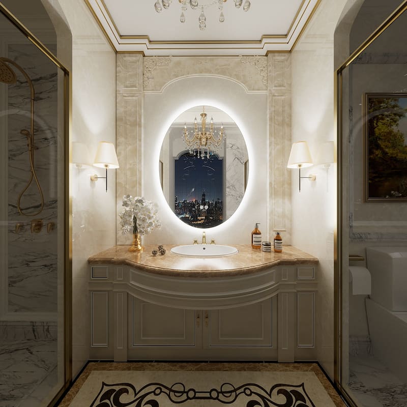 UL Certified Multiple shapes Frameless Anti-Fog 3 Colors Dimmable LED Backlit Wall Bathroom Vanity Mirror