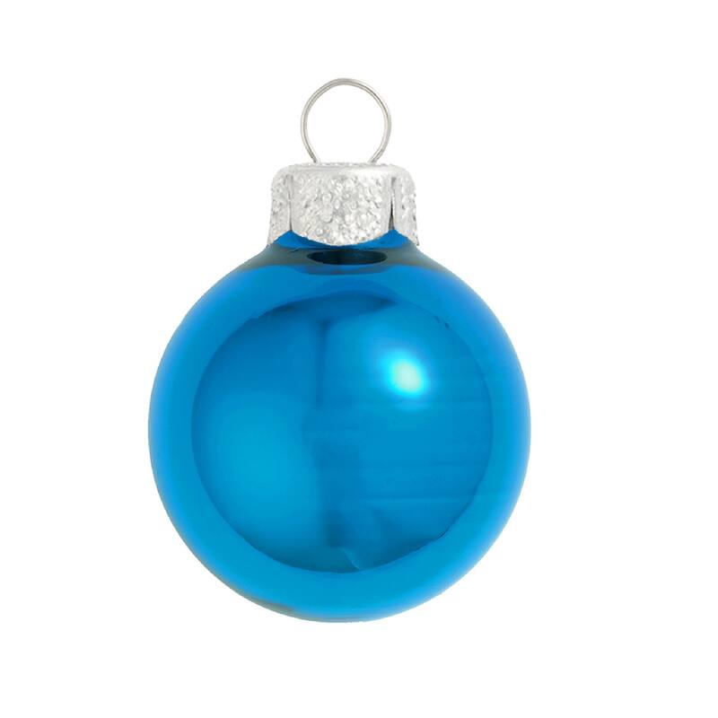 Shiny Finish Glass Christmas Ball Ornaments 1.25" (30Mm) Blue 40Ct