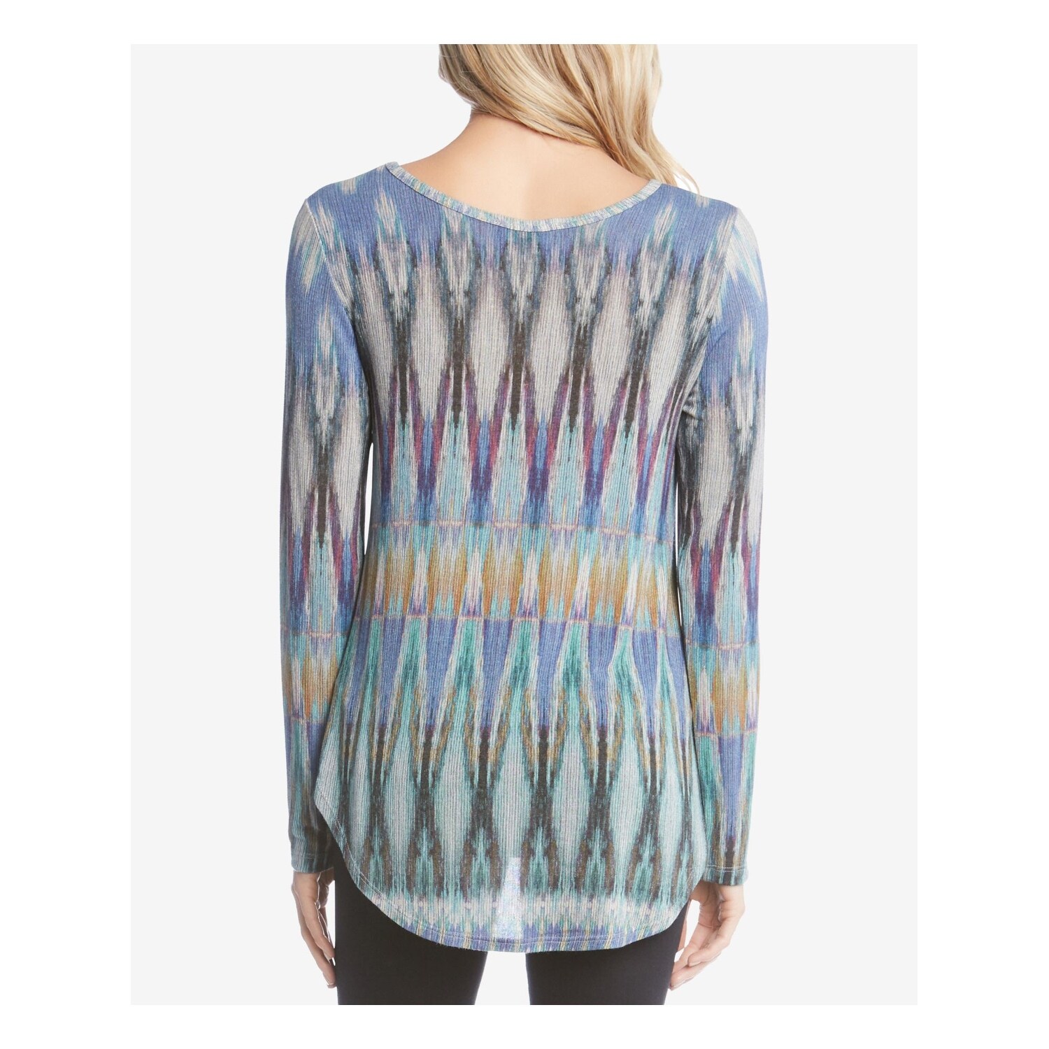 Shop Karen Kane Womens Blue Abstract Chevron Print Long Sleeve
