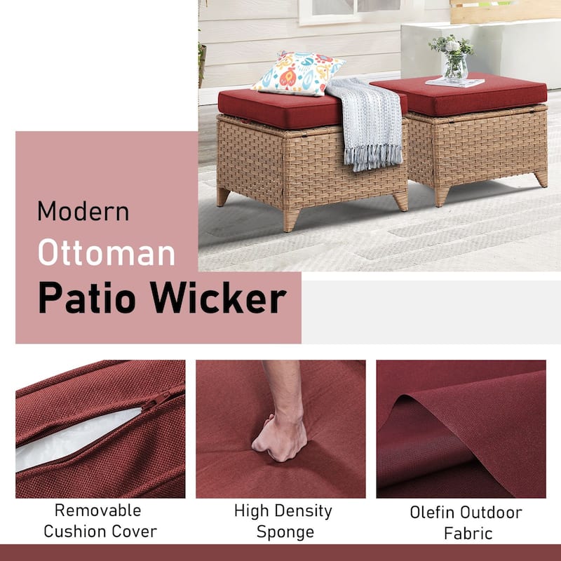 Pocassy 5 Pieces Outdoor Patio Chairs Ottoman Table with Cushion