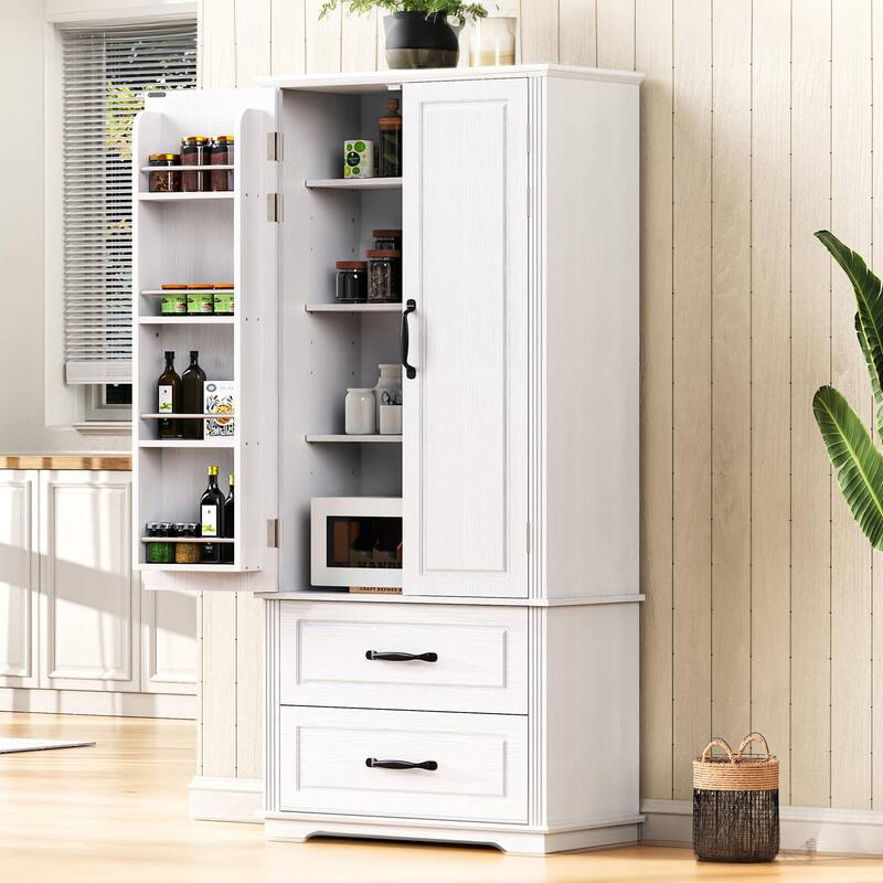 Freestanding Cupboard Cabinet Pantry Cabinet Sideboard - White