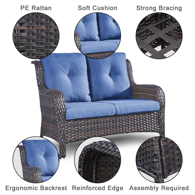 Gymojoy Loveseat Sofa Swivel Chairs with Fire Pit Table