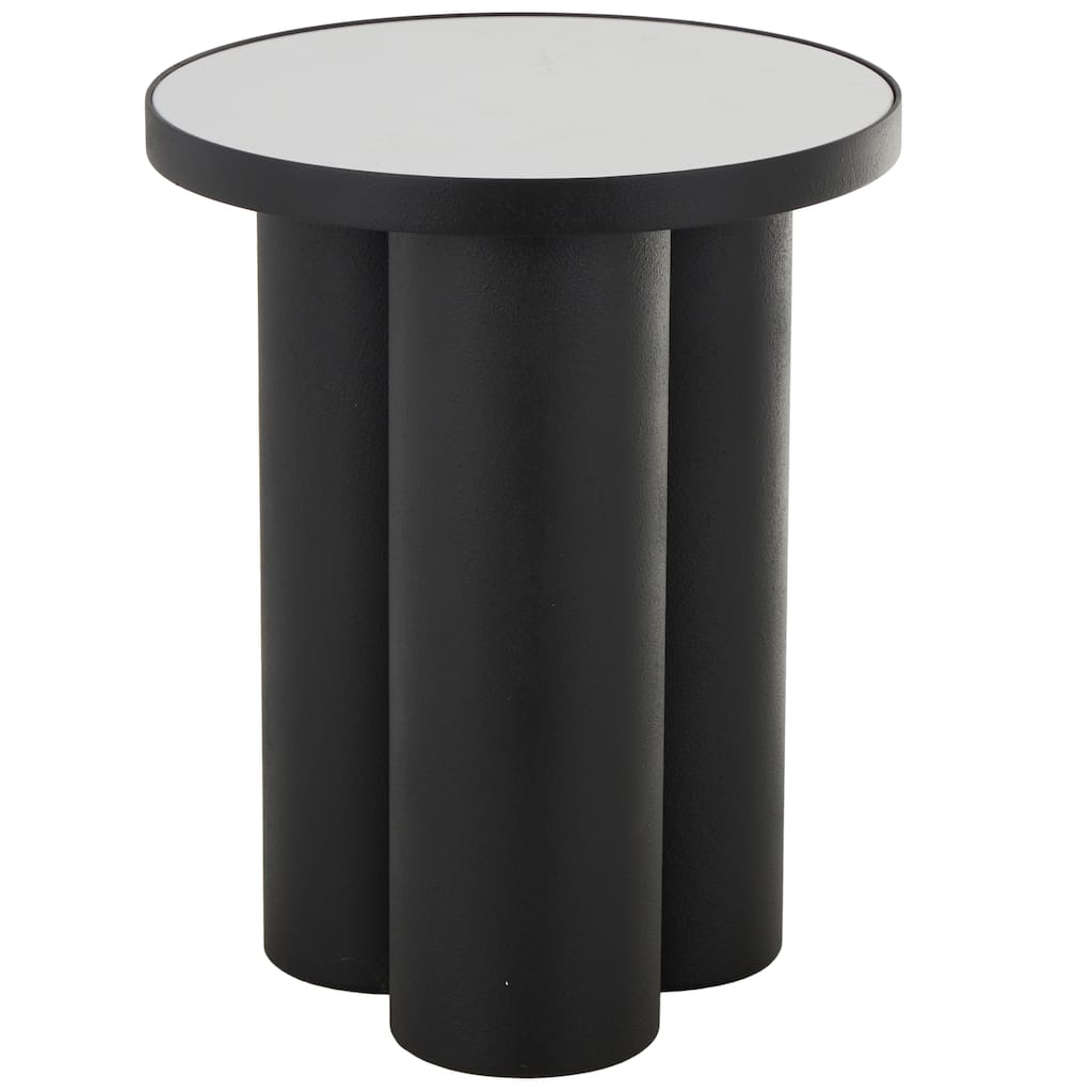 Metal Accent Table with White Marble Tabletop - Black - Roche River Decor - 16"W x 16"L x 20"H