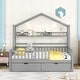 preview thumbnail 15 of 32, Roomfitters Wooden Twin/Full Size House Bed, Modern Platform Design with Two Spacious Storage Compartments and Built-In Shelf