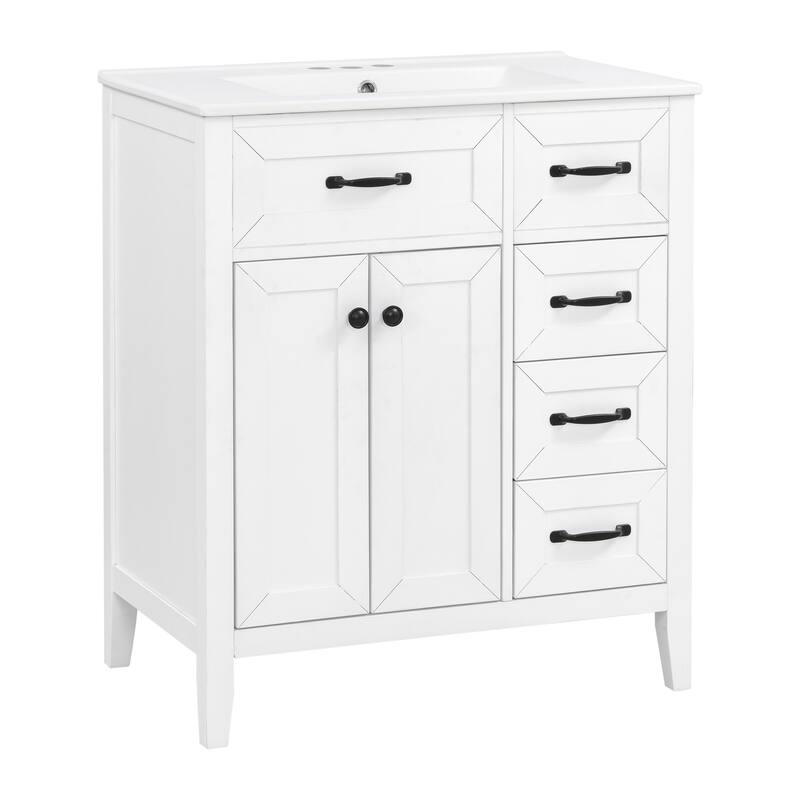 GDFStudio - Avalon Modern Freestanding Bathroom Vanity with Ceramic Sink & Soft Close Multi-Storages