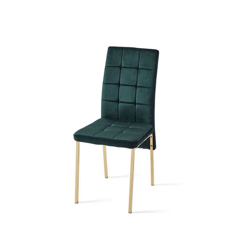 Modern High Back Velvet Dining Chairs with Golden Legs Set of 4 Bed
