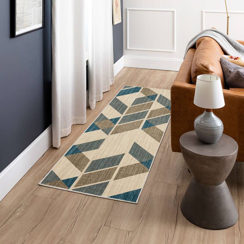 Mohawk Home Rimto Modern Geometric Area Rug - 2' 6" x 8' - Blue - Runner