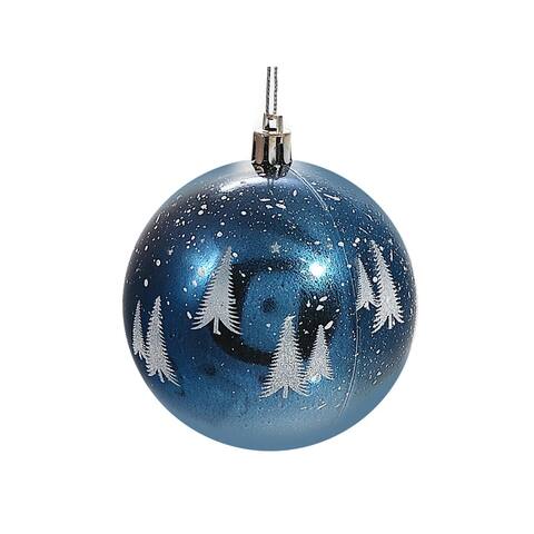 Frosted Tree Blue Ornaments (12/Disp) - Set of 12