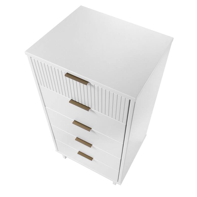 Manhattan Comfort Granville Tall 23.62" Modern Narrow 5 Drawer Dresser