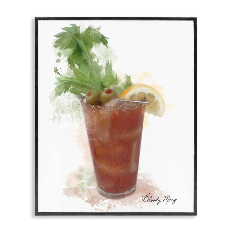 Stupell Modern Bloody Mary Framed Giclee Art Design By Matthew Piotrowicz - 16 x 20 - Black