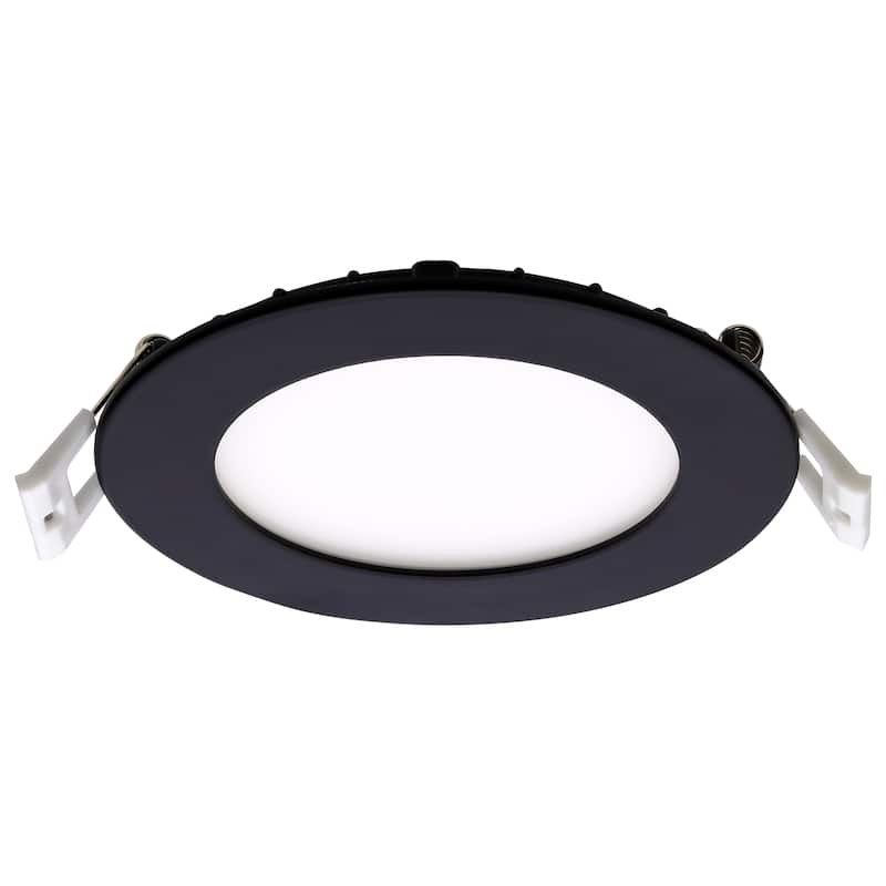 10 Watt LED Direct Wire Downlight 4-Inch CCT Selectable Round Remote Driver Black Finish
