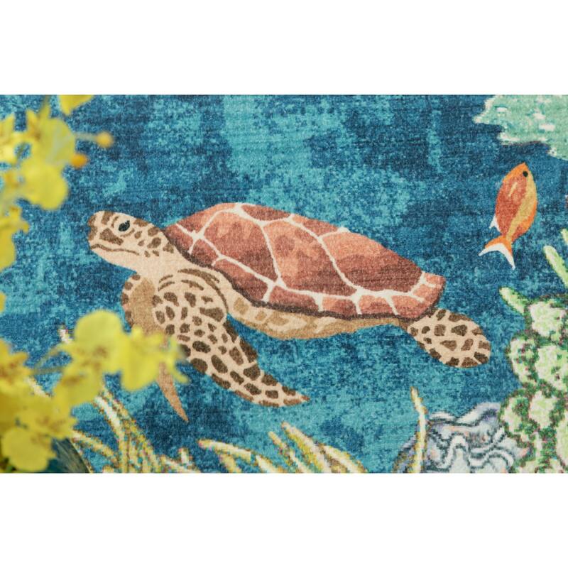 Kids Collection Dolphins and Corals Multi Color Area Rug