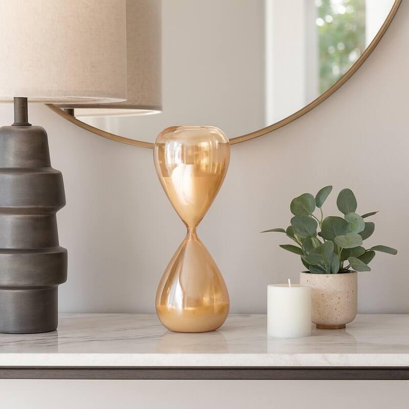 Modern Glass Hourglass Sculpture - Home Decor