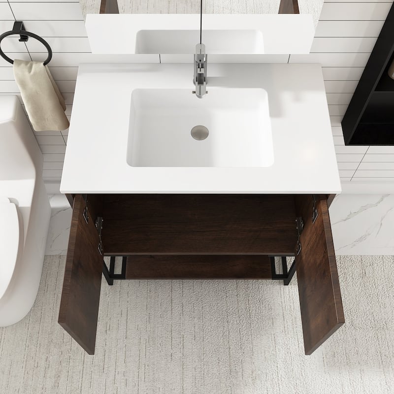 30-inch Freestanding Bath Vanity with Cultured Mable Top