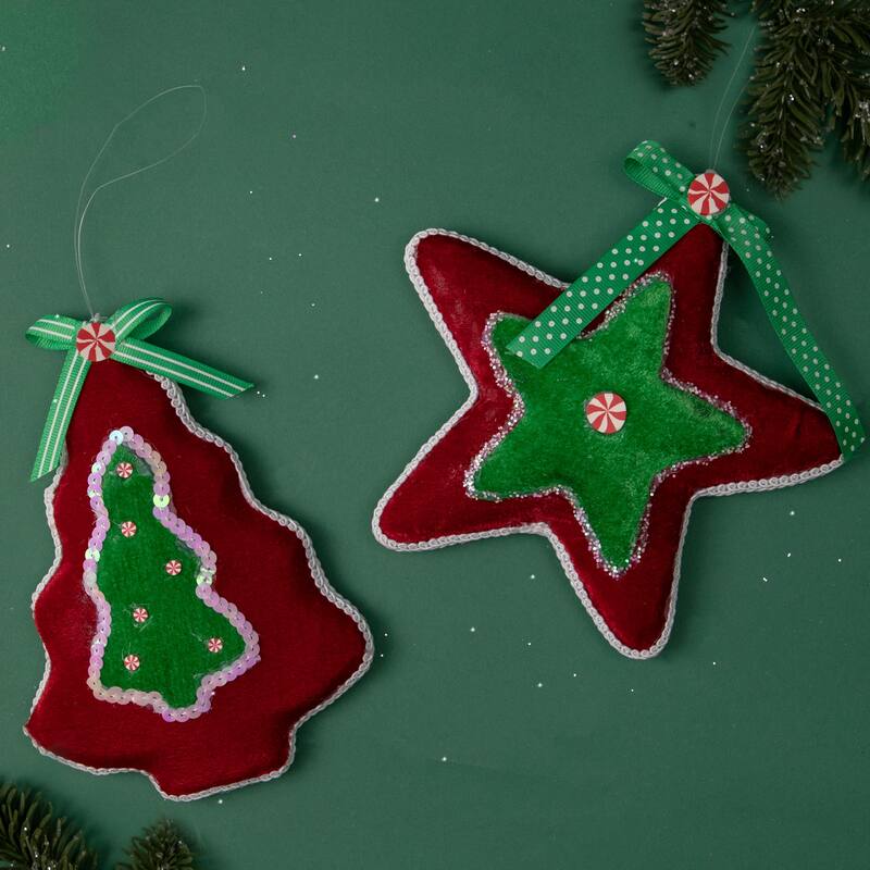 7.5" Red and Green Peppermint Tree Christmas Ornament
