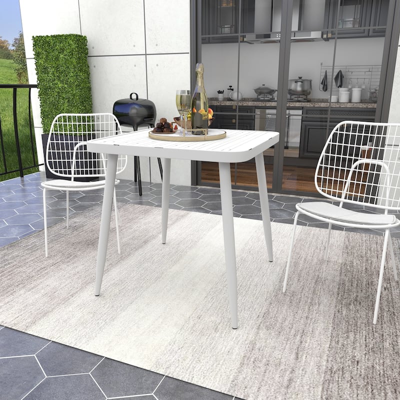 White Aluminum Farmhouse Outdoor Dining Table - Bed Bath & Beyond ...