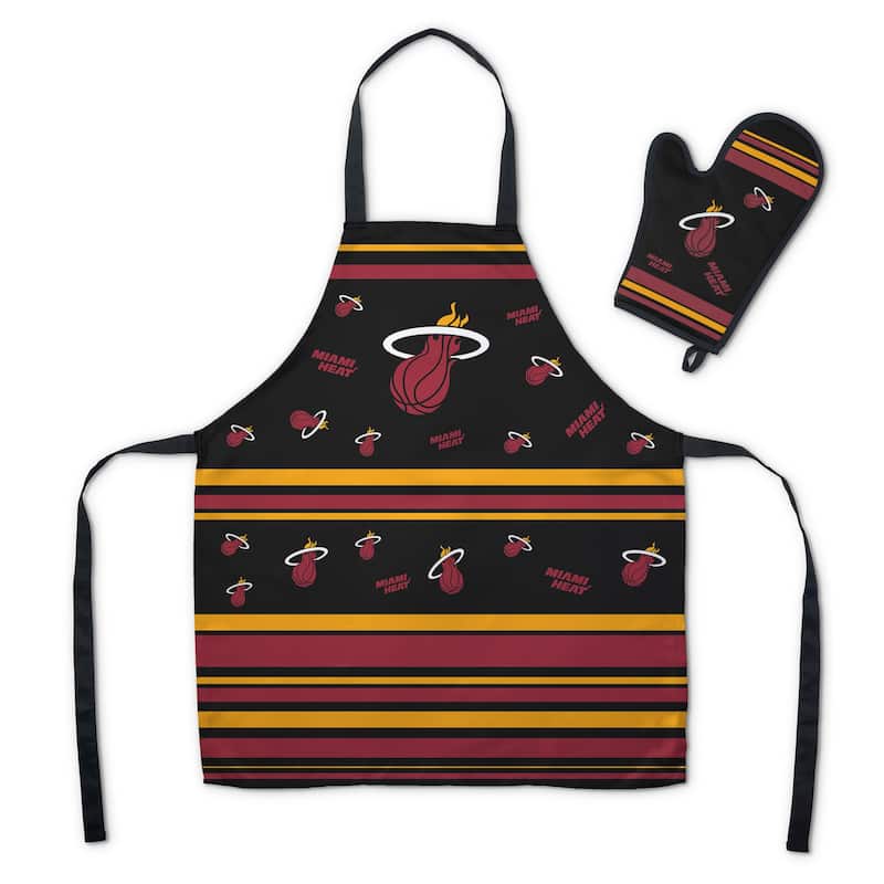NBA Press Apron BBQ Mitt 2-piece Set - 24" x 28" - Miami Heat