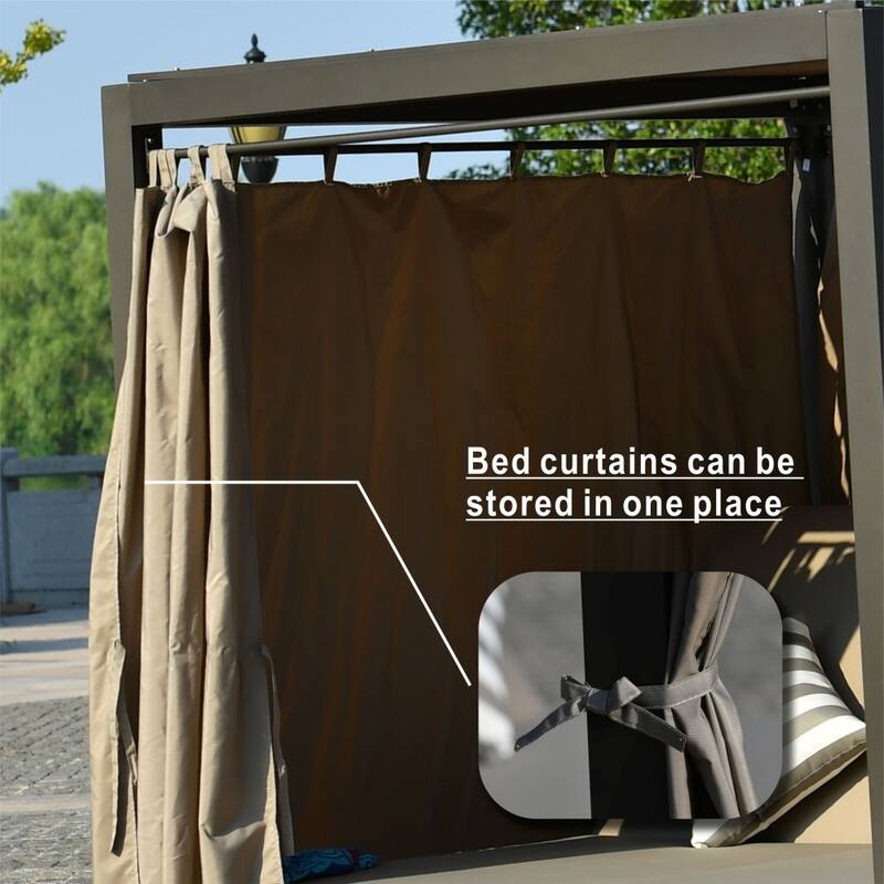 Outdoor Adjustable Daybed Canopy Patio Lounge Set with Cushions and Rain Cover