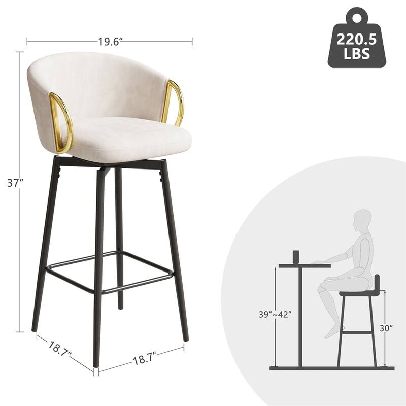 30" Dining Chairs Set of 4,Modern Style 360°Swivel Bar Chairs - Beige+Black