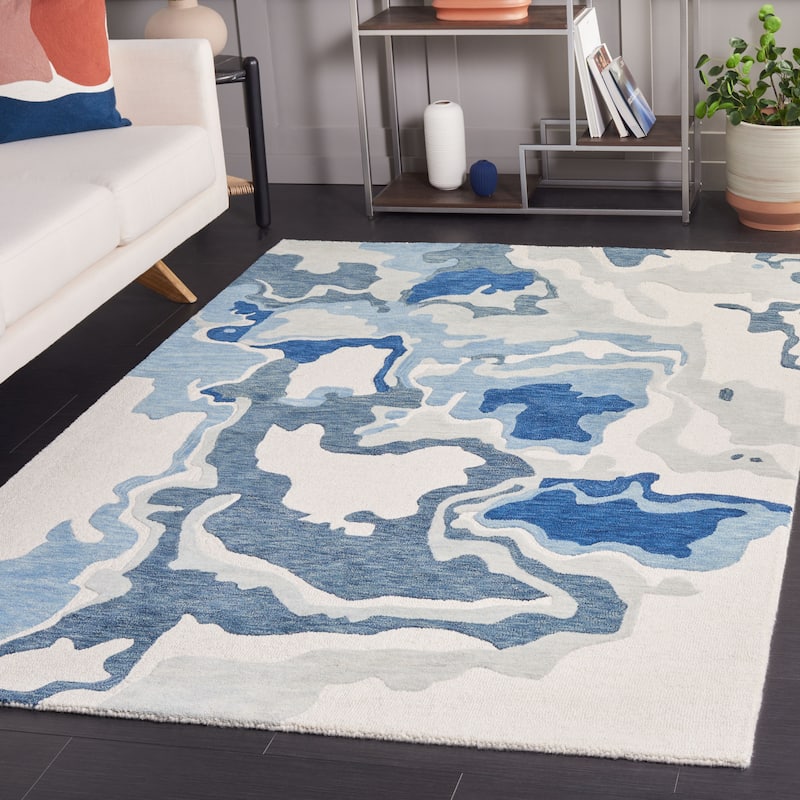 SAFAVIEH Handmade Rodeo Drive Kiarra Mid-Century Modern Wool Rug - 6' x 9' - Ivory/Navy