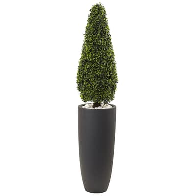 Modern Topiary Plant Indoor Outdoor 50In Artificial Greenery Decor Gray Planter - 4.17ft.