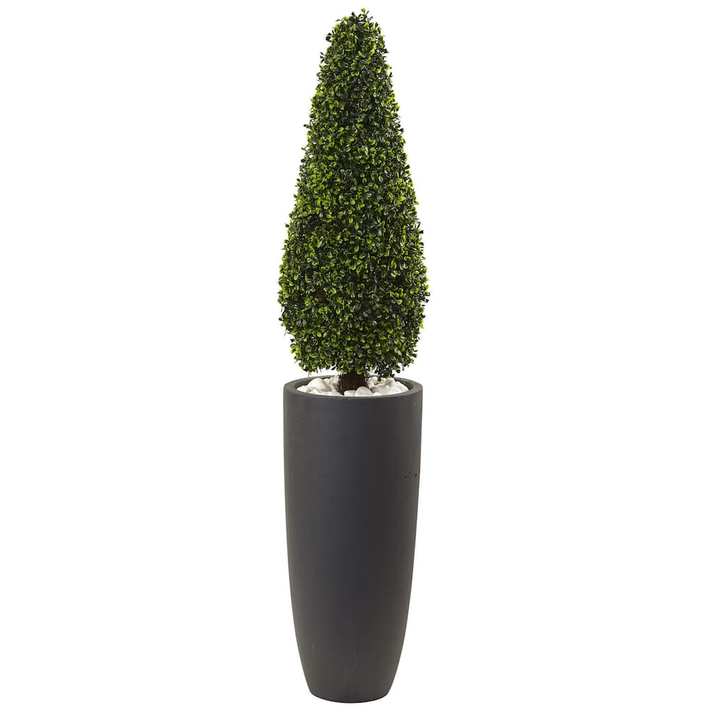 Modern Topiary Plant Indoor Outdoor 50In Artificial Greenery Decor Gray Planter - 4.17ft.