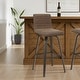 preview thumbnail 5 of 120, Skara Swivel Bar Stool, Upholstered Bar Height Chair with Bentwood Frame Single - Vintage Dark Brown Faux Leather & Espresso