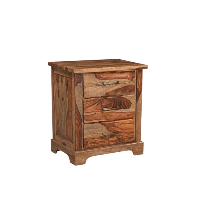 HomeRoots 27" Brown Solid Wood Live Edge Three Drawer Nightstand