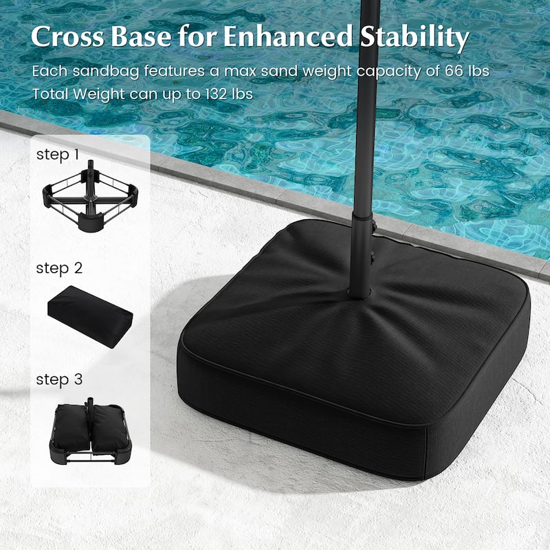 Gymax 13FT Double-sided Patio Umbrella w/ Solar Lights Crank Handle