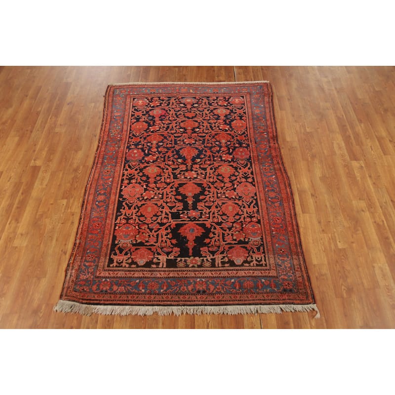 Hand Knotted Oriental 100% Wool Carpet Traditional Floral Oranges & Rust Malayer Area Rug - 6' 6'' X 4' 5''