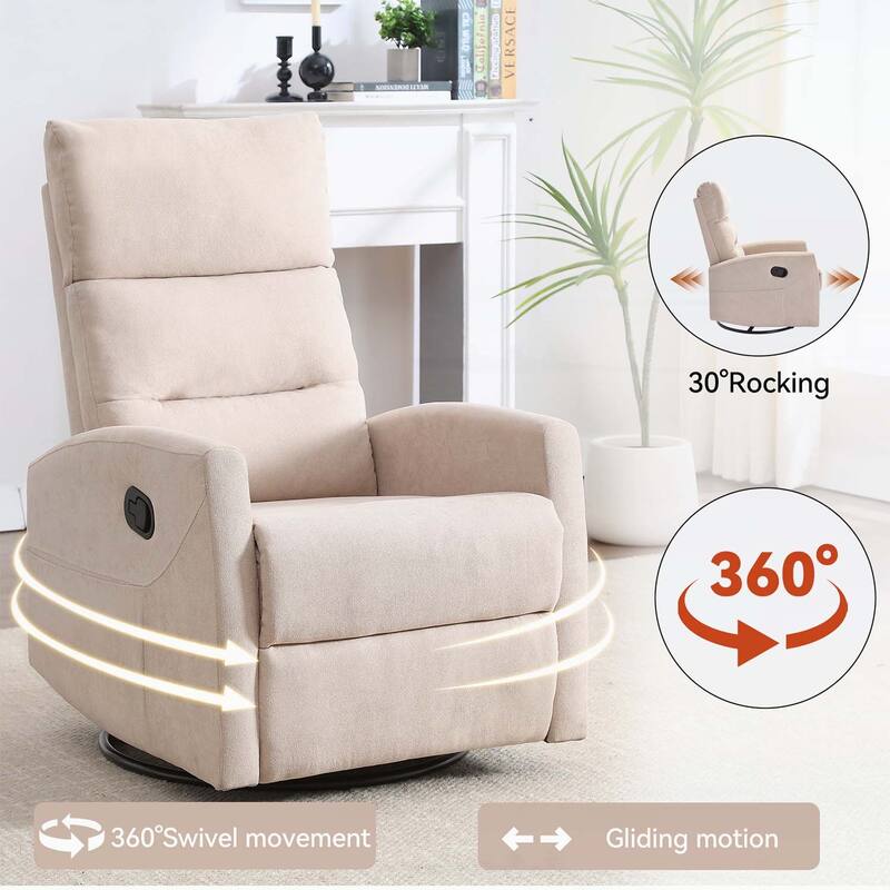 Manual Recliner Chair with Rocker and Swivel,for Living Room Comfort and Relaxation
