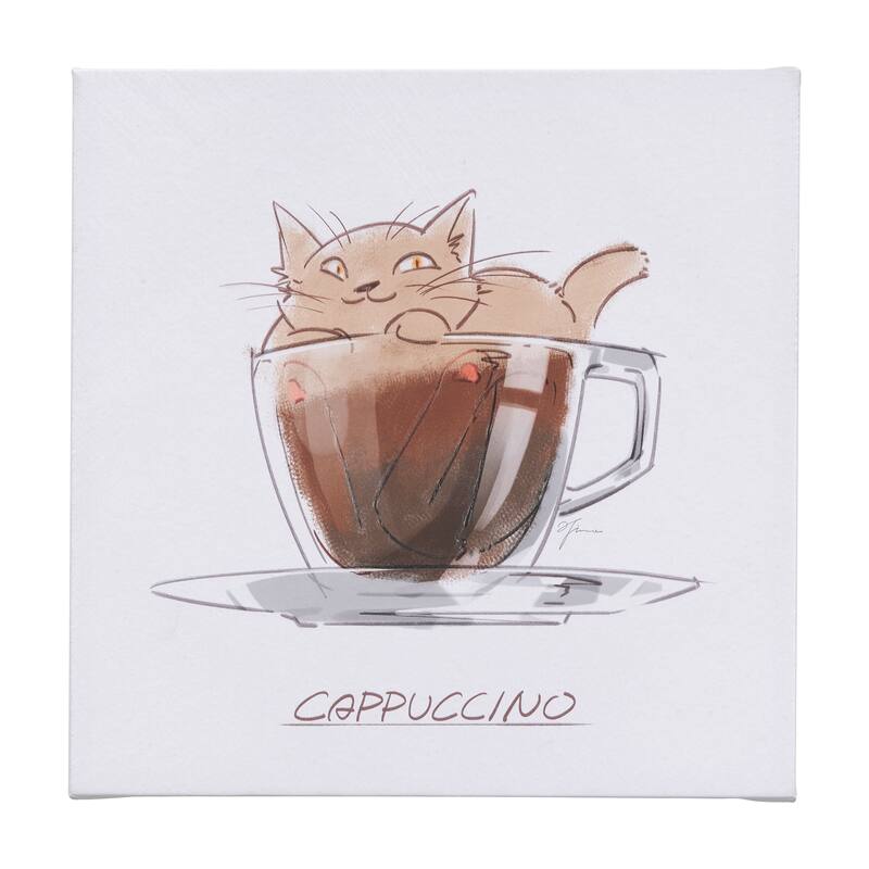 Coffee Cat II (20 x 20 ) Canvas Art Print - Small