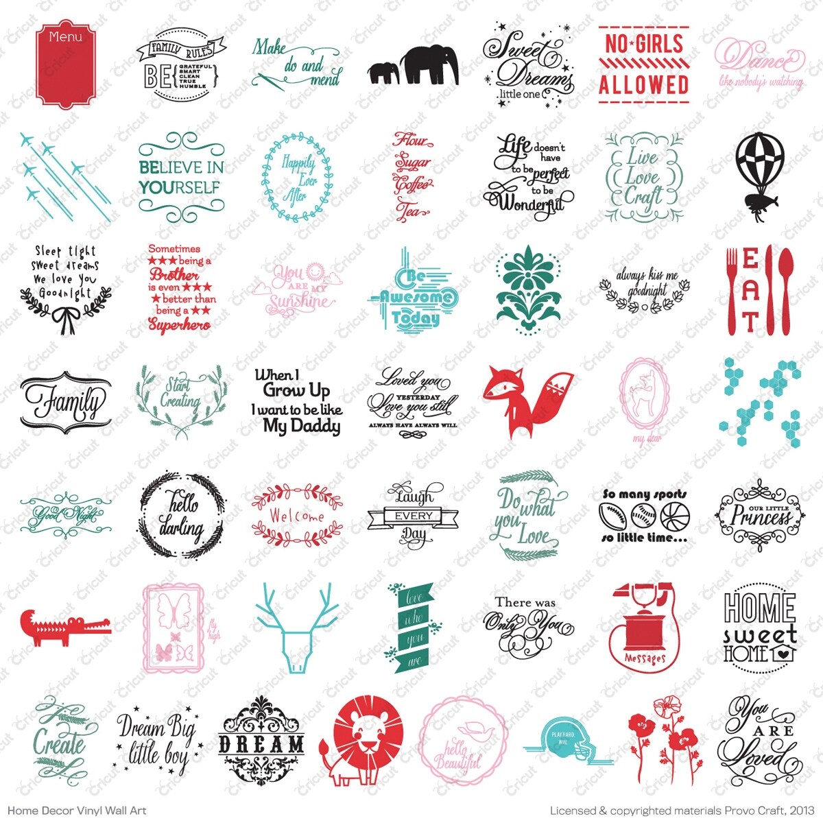 Shop Cricut Project Shape Cartridge Home Decor Vinyl Wall Art