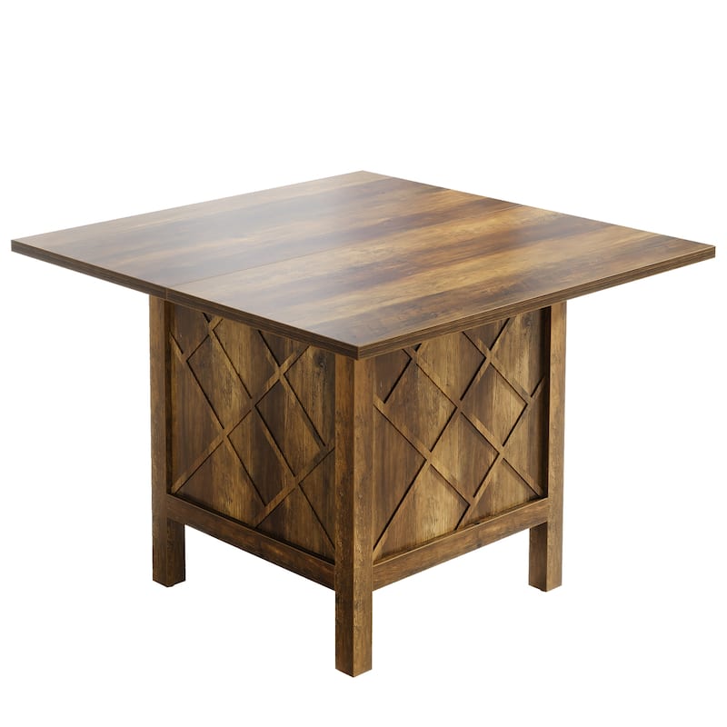 4-Person Farmhouse Wooden Square Dining Dinner Table for Kitchen