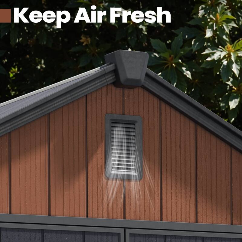 All-Weather Waterproof Lockable Door Resin Outdoor Storage Shed with Window Vent Floor for Patio Furniture and Tools