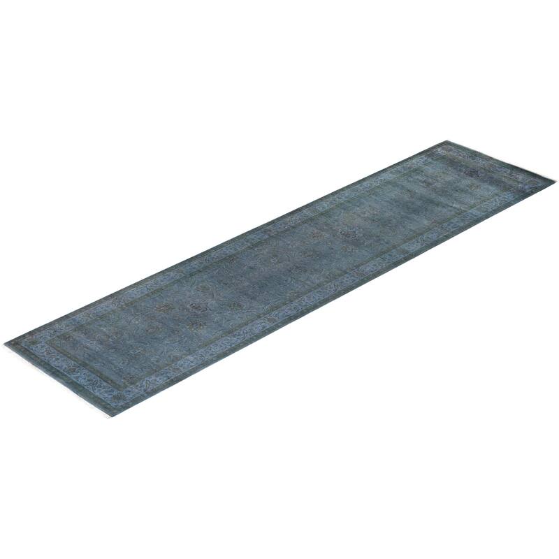 Fine Vibrance, One-of-a-Kind Hand-Knotted Runner Rug - Gray, 2' 6" x 10' 3" - 2' 6" x 10' 3"