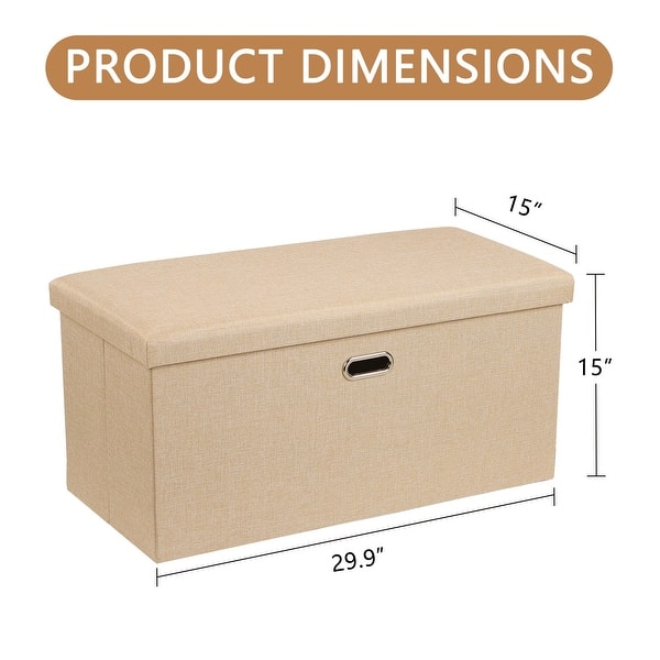dimension image slide 4 of 6, 15" Tall Foldable Storage Ottoman Lift-Top Lid & Carry Handle Multi Functional Footrest Shoe Bench Coffee Table for Living Room
